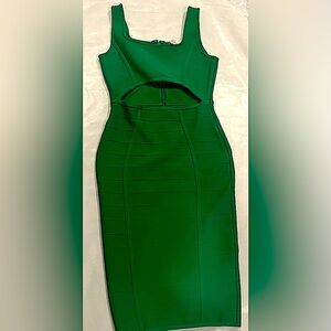Cocktail Bodycon Holiday Birthday Emerald Green Bandage Midi Medium Dress